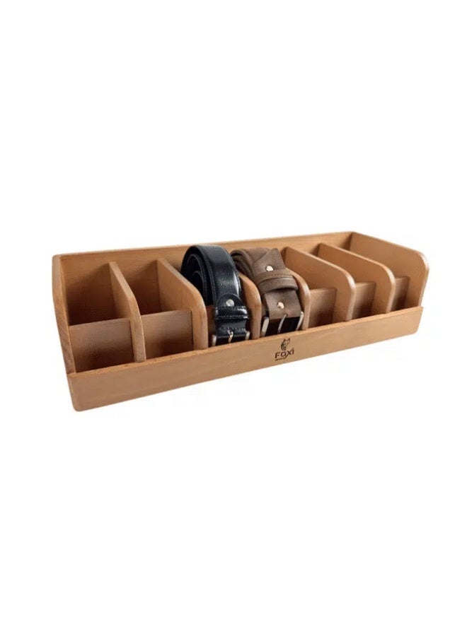 Foxiwood Wooden Belt Organizer With 7 Removable Compartment for Drawer , Dressing Room and Closet - Image 4